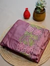 Chocolate brown pure silk Tusssar saree with cutwork embroidery