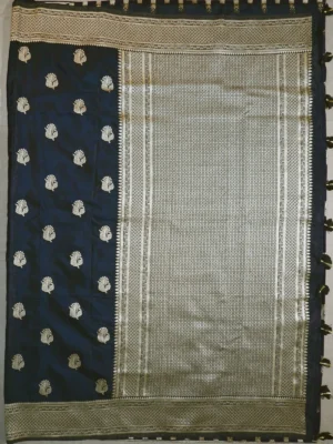 Pallu of black satin silk saree