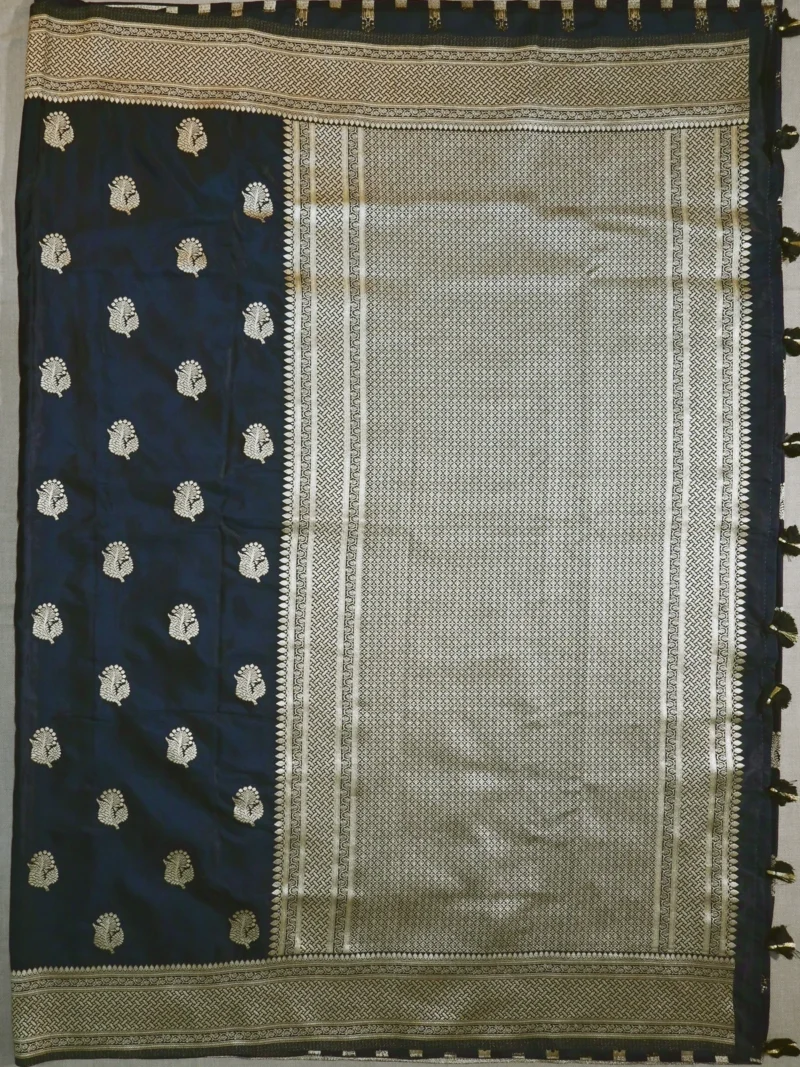 Pallu of black satin silk saree