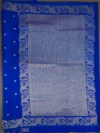 Pallu of blue Mashru silk with silver border