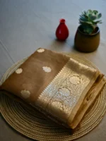 Brown pure silk Banarasi saree