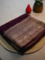 Coffee brown pure khaddi georgette saree