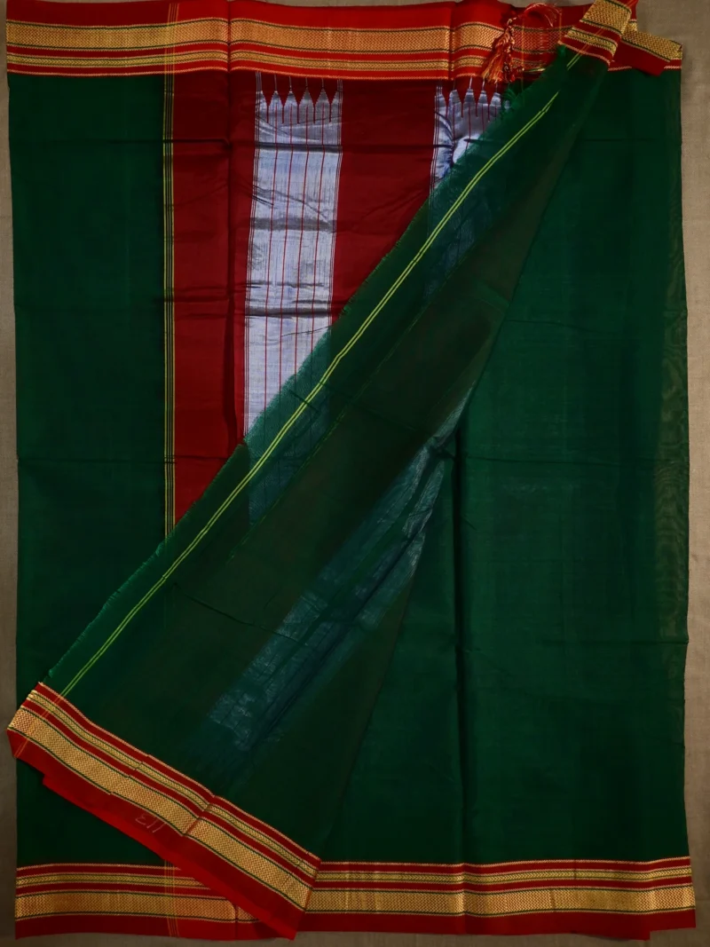 Blouse of green cotton Irkal saree with red border