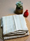 Golden white tissue silk saree with stripes