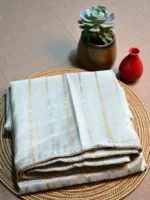 Golden white tissue silk saree with stripes