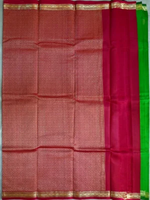 Pallu of green Mysore crepe silk saree