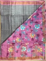 Blouse of grey pure Tussar silk saree