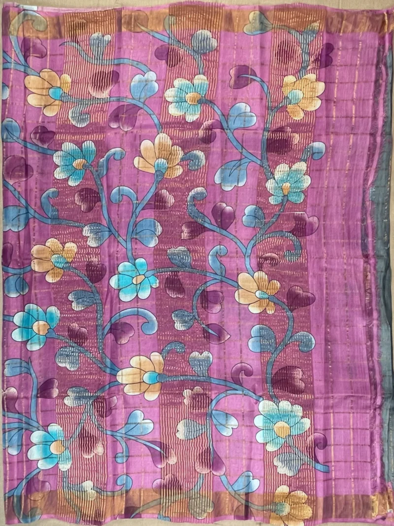 Pallu of grey pure Tussar silk