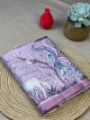 Lavender art silk saree with Kalamkari design along the border and on pallu