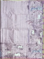 Pallu of lavender Kalamkari art silk saree