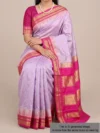 Mannequin wearing lavender pure silk saree