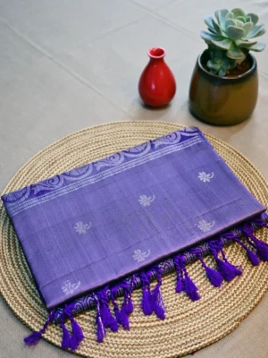 Lavender soft silk Kanchipuram saree