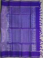 Pallu of lavender soft silk Kanchipuram saree