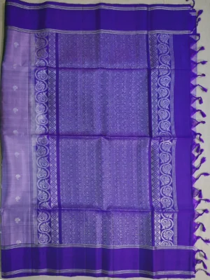 Pallu of lavender soft silk Kanchipuram saree