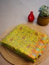 Lime green printed Kashmiri silk saree