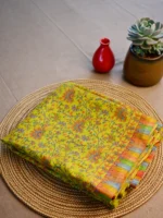 Lime green printed Kashmiri silk saree