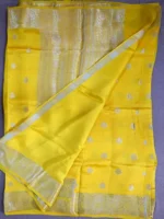 Blouse of mango yellow pure silk Banarasi saree