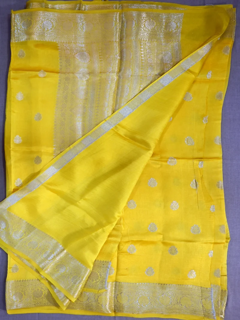 Blouse of mango yellow pure silk Banarasi saree