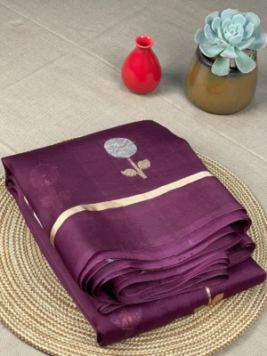 Maroon pure organza saree