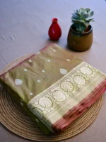 Mehndi green dual tone pure silk saree