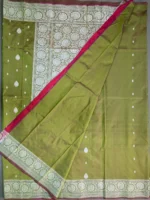 Blouse of mehndi green pure silk saree