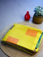 Mustard yellow printed Kashmiri silk saree