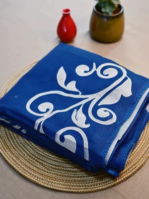 Navy blue Kota cotton saree with thread work