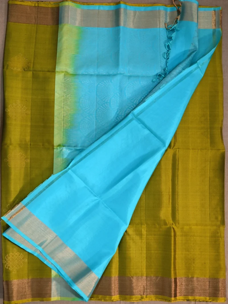 Blouse of olive green pure silk saree