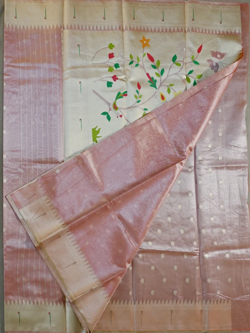 Blouse of orange tissue paithani saree