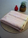 Peach colour Kota cotton saree with applique work.