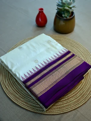 Pearl colour pure silk Irkal saree