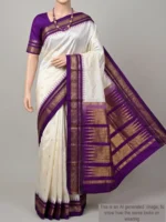 Mannequin wearing pearl colour pure silk Irkal saree