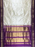 Pallu of pearl colour pure silk Irkal saree