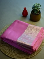 Pink pure silk Banarasi saree
