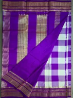 Blouse of purple pure silk saree with bold checks