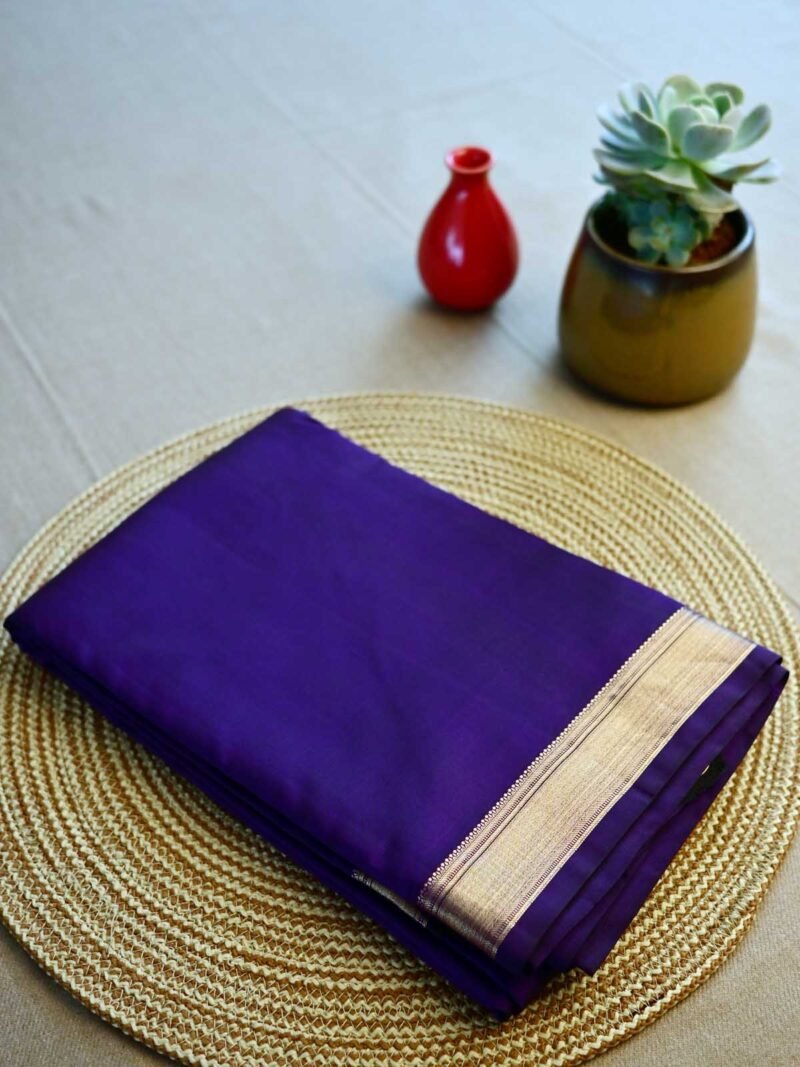 Purple Mysore silk crepe saree