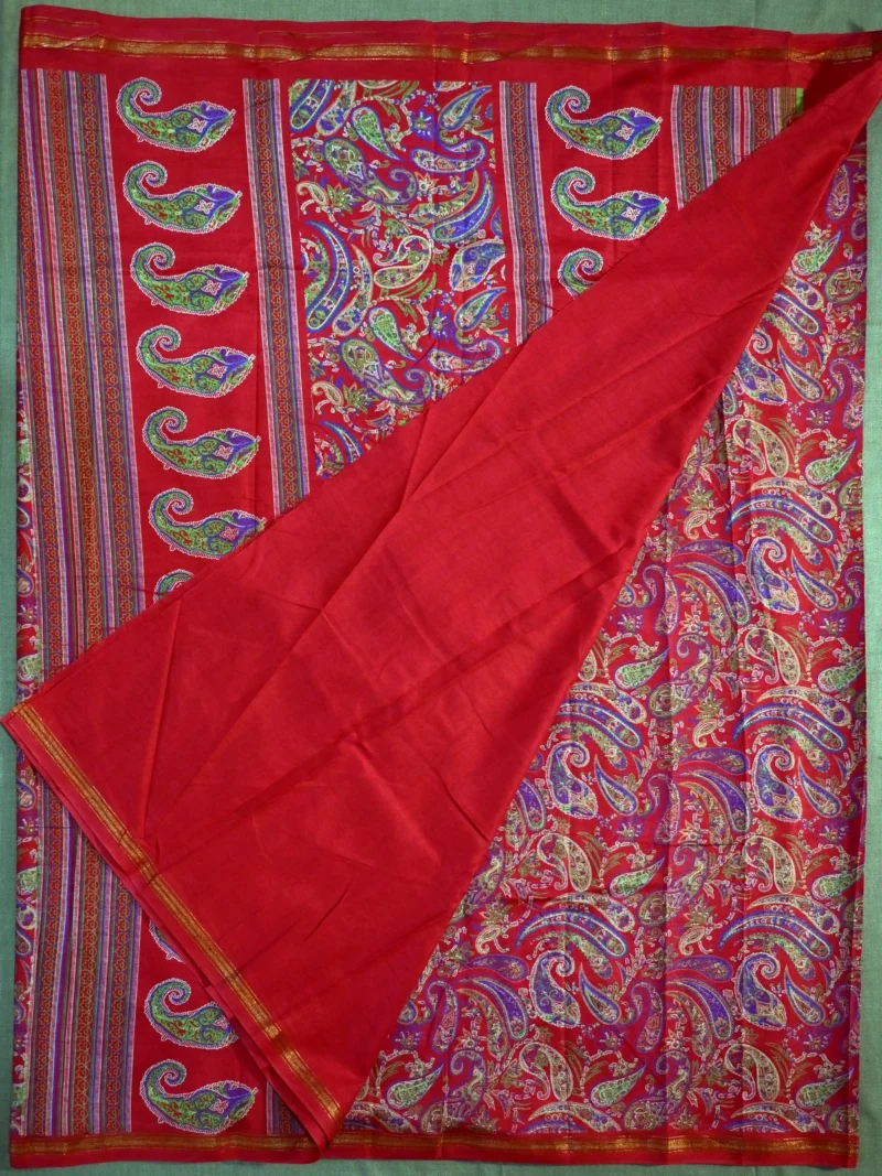Blouse of red printed Kashmiri silk saree