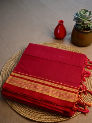 Red cotton Irkal sarr with red border