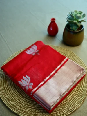 Red pure silk Chanderi saree