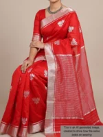 Mannequin wearing red chanderi pure silk saree