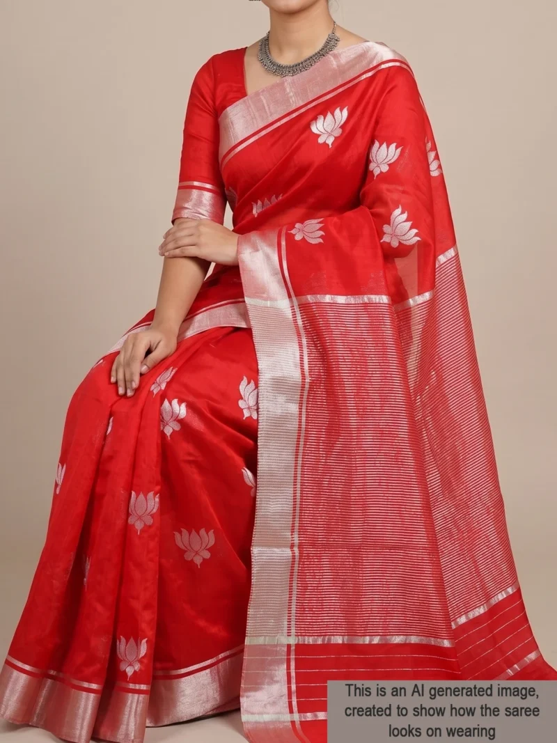 Mannequin wearing red chanderi pure silk saree