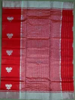 Pallu of red pure silk Chanderi saree