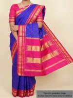 Mannequin wearing royal blue pure silk Irkal saree