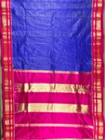 Pallu of royal blue pure silk Irkal saree