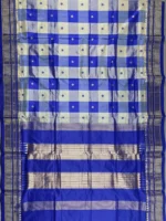 Pallu of royal blue checks pure silk Irkal saree
