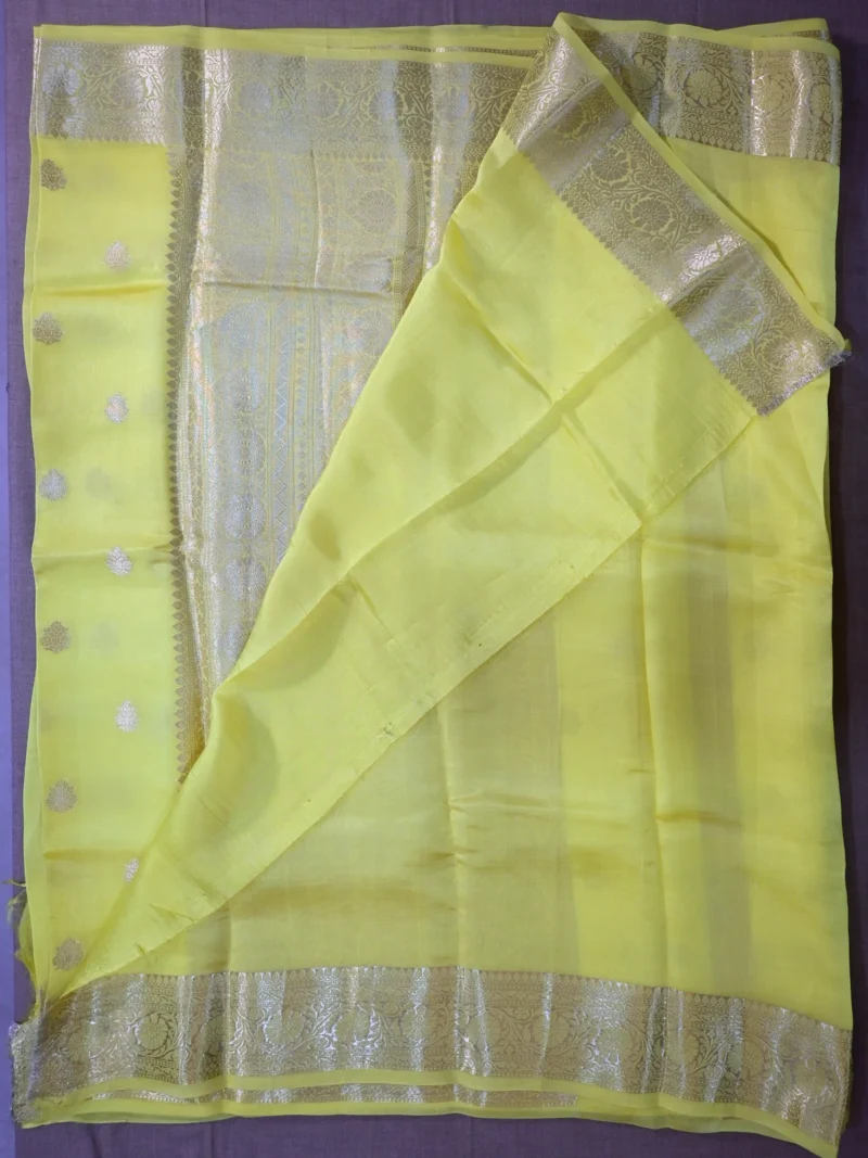 Blouse of yellow pure silk Banarasi saree