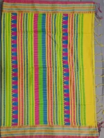 Pallu of yellow Dongri Khadi cotton saree.