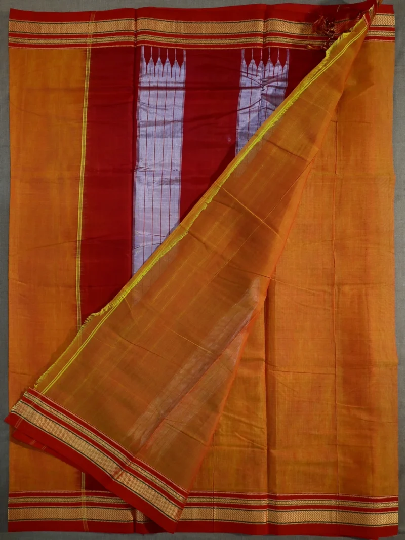 Blouse of yellow cotton Irkal saree with red border