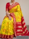 Mannequin wearing yellow pure silk Irkal saree