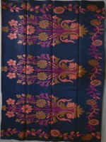 Pallu of black Jamdani print silk cotton saree.